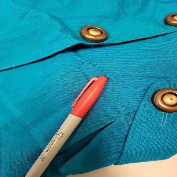 Julian Taylor New York Dress Size 10 Blue Teal Button Front Career Work - Picture 8 of 16